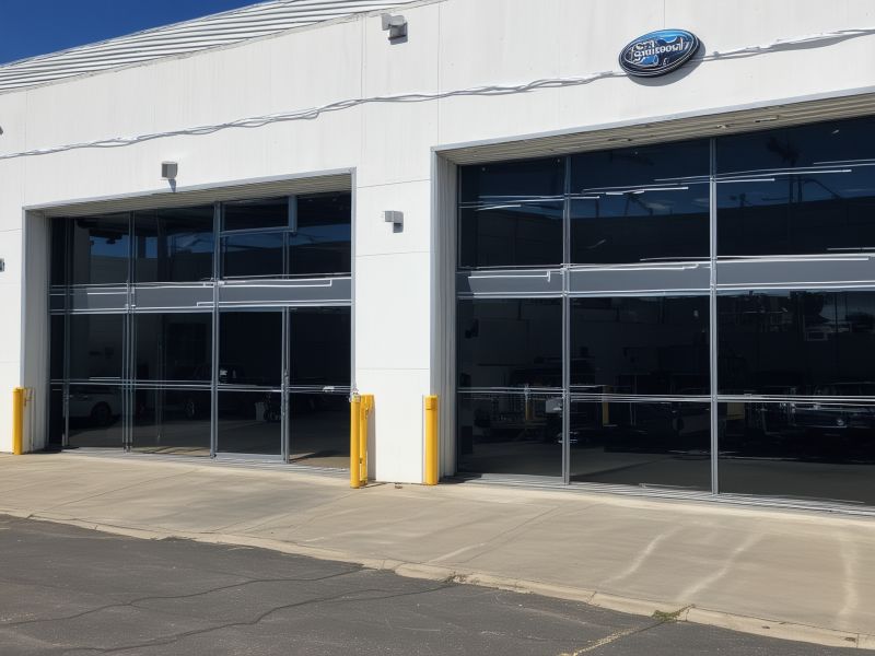 Modern StripesOLSigns facility exterior showing professional vehicle graphics installation shop with clean signage