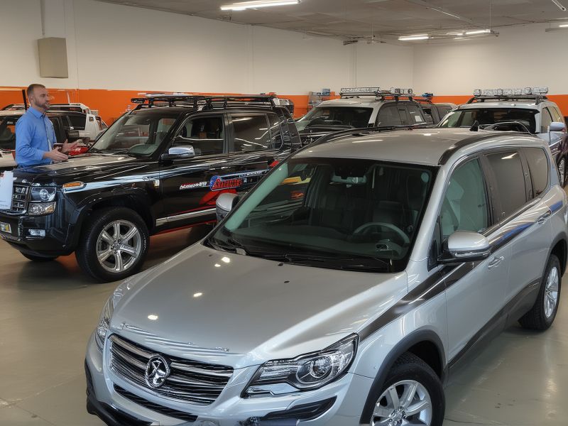 Professional vehicle graphics consultation meeting with customer discussing design options in StripesOLSigns showroom